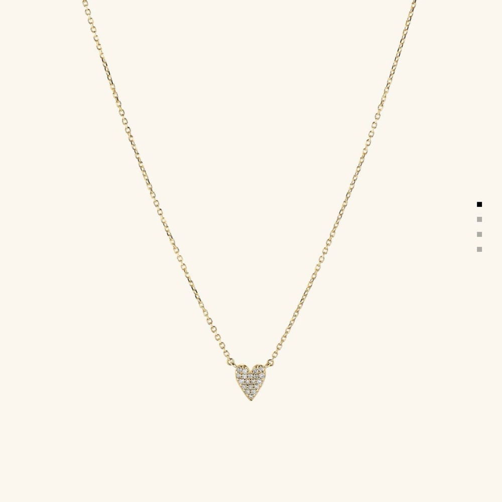 MEJURI 14K Solid Gold Mini Heart Pavé Diamond Necklace